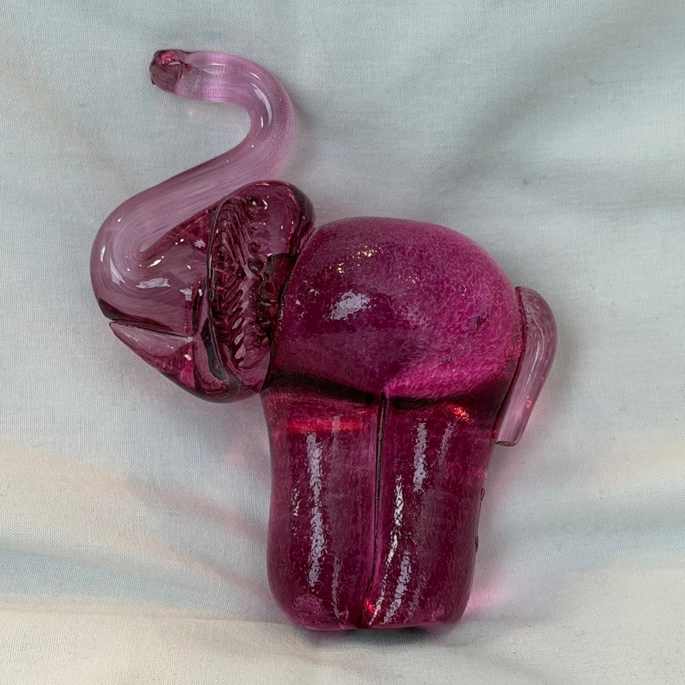 Irish Heritage Glass Elephant Figurine Cranberry Pink Waterford Ireland IHG 4"